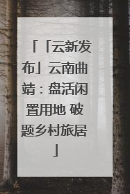 「云新发布」云南曲靖：盘活闲置用地 破题乡村旅居