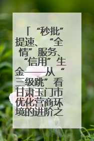 “秒批”提速、“全情”服务、“信用”生金——从“三级跳”看甘肃玉门市优化营商环境的进阶之路