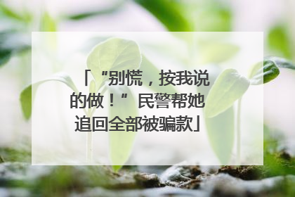 “别慌，按我说的做！”民警帮她追回全部被骗款