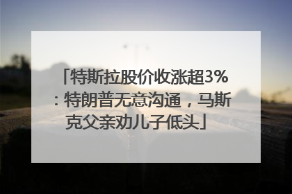 特斯拉股价收涨超3%：特朗普无意沟通，马斯克父亲劝儿子低头