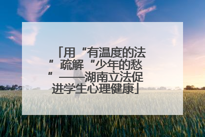 用“有温度的法”疏解“少年的愁”——湖南立法促进学生心理健康
