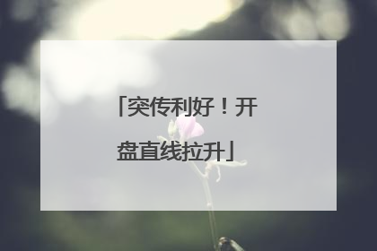 突传利好！开盘直线拉升