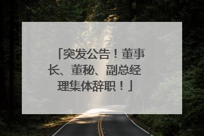 突发公告！董事长、董秘、副总经理集体辞职！