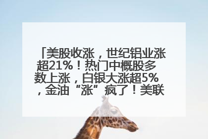 美股收涨，世纪铝业涨超21%！热门中概股多数上涨，白银大涨超5%，金油“涨”疯了！美联储官员最新表态
