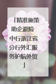 精准施策助企避险 中行浙江省分行外汇服务护航外贸