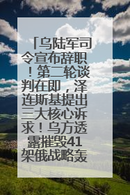 乌陆军司令宣布辞职！第二轮谈判在即，泽连斯基提出三大核心诉求！乌方透露摧毁41架俄战略轰炸机