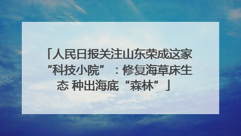 人民日报关注山东荣成这家“科技小院”：修复海草床生态 种出海底“森林”
