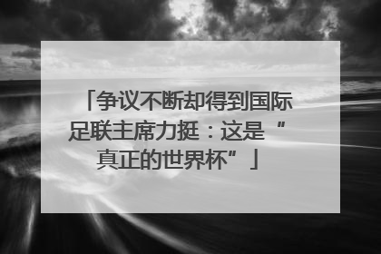 争议不断却得到国际足联主席力挺：这是“真正的世界杯”