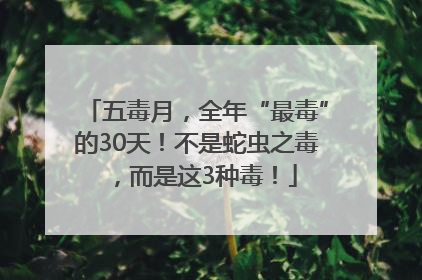 五毒月，全年“最毒”的30天！不是蛇虫之毒，而是这3种毒！