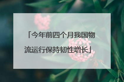 今年前四个月我国物流运行保持韧性增长