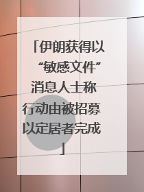 伊朗获得以“敏感文件” 消息人士称行动由被招募以定居者完成