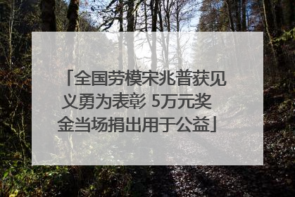 全国劳模宋兆普获见义勇为表彰 5万元奖金当场捐出用于公益