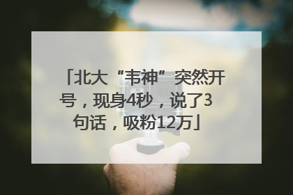 北大“韦神”突然开号，现身4秒，说了3句话，吸粉12万