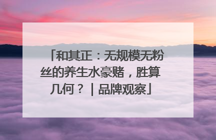 和其正：无规模无粉丝的养生水豪赌，胜算几何？｜品牌观察