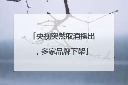 央视突然取消播出，多家品牌下架