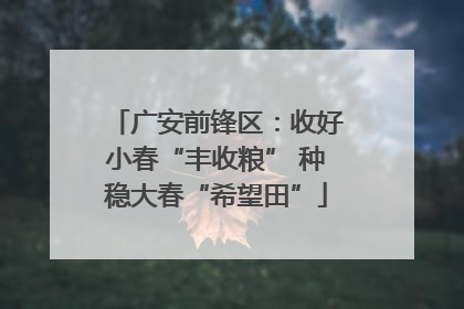 广安前锋区：收好小春“丰收粮” 种稳大春“希望田”
