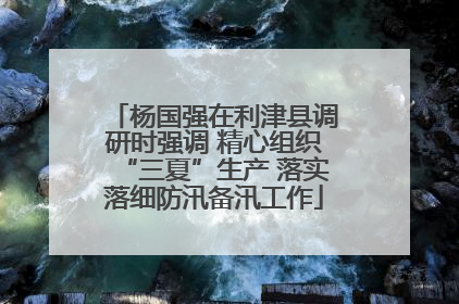 杨国强在利津县调研时强调 精心组织“三夏”生产 落实落细防汛备汛工作