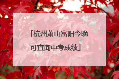 杭州萧山富阳今晚可查询中考成绩