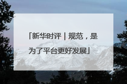 新华时评｜规范，是为了平台更好发展