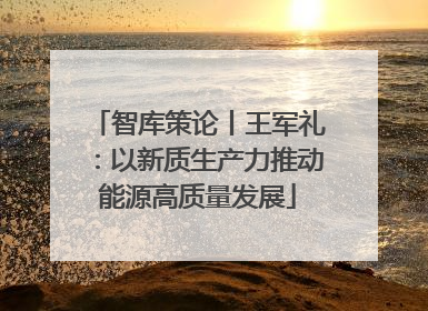 智库策论丨王军礼：以新质生产力推动能源高质量发展