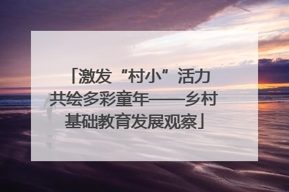 激发“村小”活力 共绘多彩童年——乡村基础教育发展观察