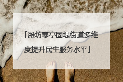 潍坊寒亭固堤街道多维度提升民生服务水平