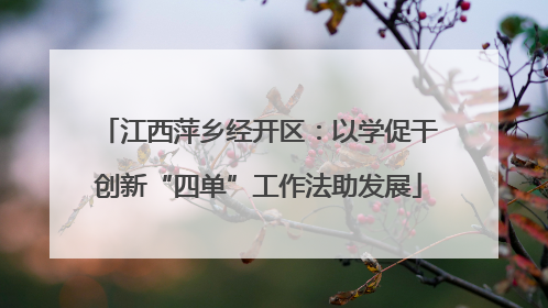 江西萍乡经开区：以学促干创新“四单”工作法助发展