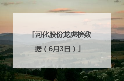 河化股份龙虎榜数据（6月3日）