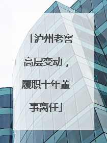 泸州老窖高层变动，履职十年董事离任