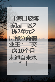海口坡博家园二区2栋2单元2层部分商铺业主：“交房10个月未通自来水”