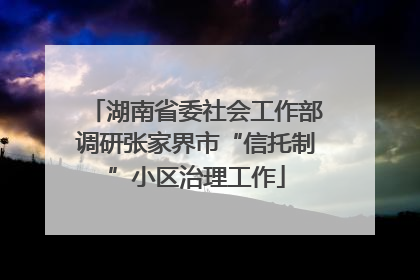 湖南省委社会工作部调研张家界市“信托制”小区治理工作