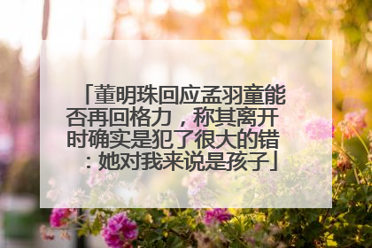 董明珠回应孟羽童能否再回格力，称其离开时确实是犯了很大的错：她对我来说是孩子