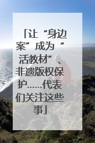 让“身边案”成为“活教材”、非遗版权保护……代表们关注这些事