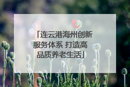 连云港海州创新服务体系 打造高品质养老生活