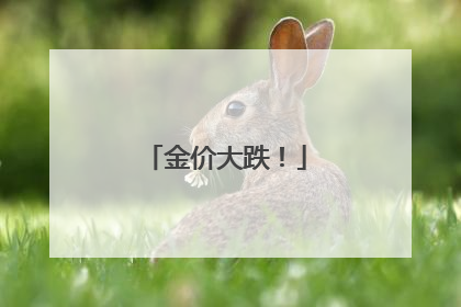 金价大跌！