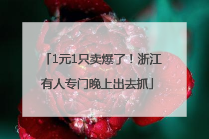 1元1只卖爆了！浙江有人专门晚上出去抓