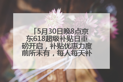 5月30日晚8点京东618超级补贴日重磅开启，补贴优惠力度前所未有，每人每天补贴超6180元！