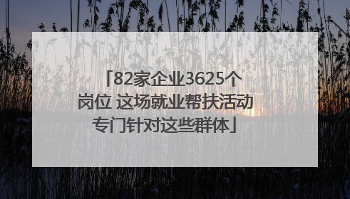 82家企业3625个岗位 这场就业帮扶活动专门针对这些群体